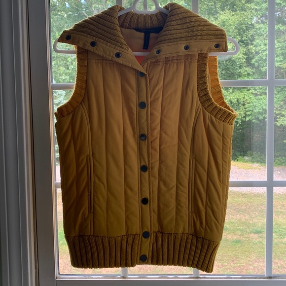 BCBGMaxAzria Quilted Yellow Button Up Vest - Picture 2 of 10